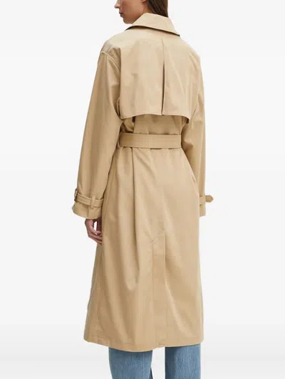 Levi's Double-breasted Belted Coat In Neutral