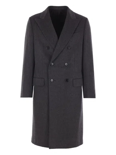 Caruso Wool Double-breasted Coat In Gray