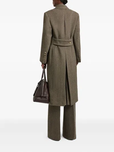 Ermanno Scervino Herringbone Double-breasted Coat In Brown