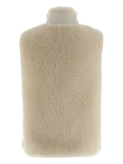 Tory Burch Color Block Highpile Vest In Neutral