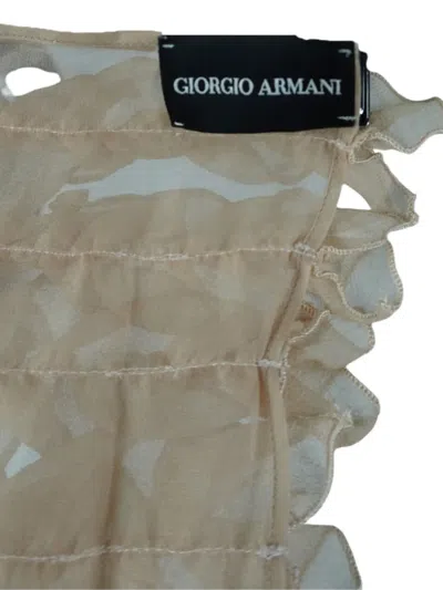 Pre-owned Giorgio Armani Ruffled Silk Shawl In Neutral