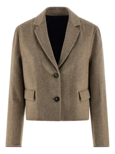 Brunello Cucinelli 'crop' Blazer In Brown