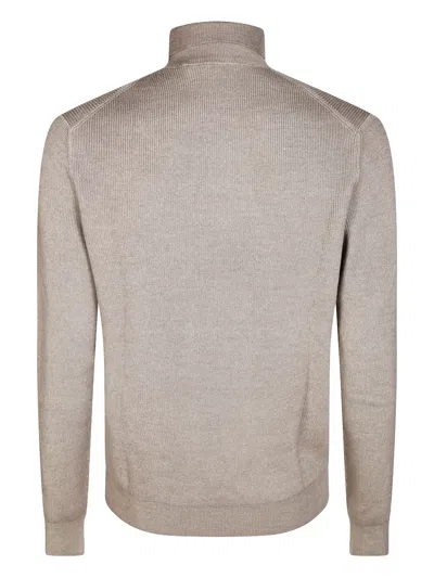 Tagliatore Fine Knit Black Turtleneck Sweater With High Collar In Gray