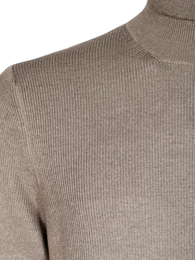 Tagliatore Fine Knit Black Turtleneck Sweater With High Collar In Gray