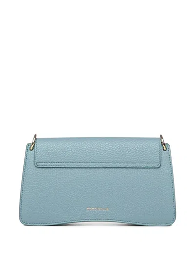 Coccinelle Logo-embroidered Shoulder Bag In Blue