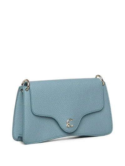 Coccinelle Logo-embroidered Shoulder Bag In Blue