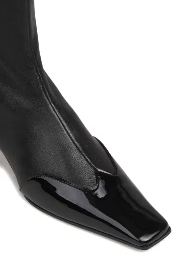 Khaite Pointed Toe Ankle Boots With Smooth Lamb Leather In Black