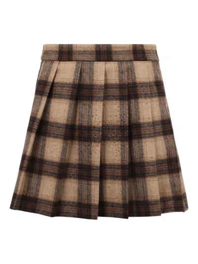 Giuseppe Di Morabito Pleated Check Mini Skirt In Blue