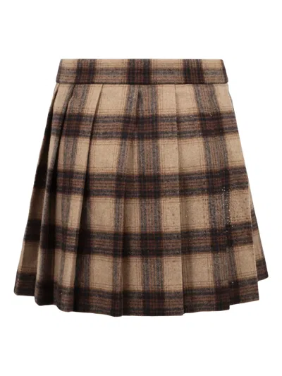 Giuseppe Di Morabito Pleated Check Mini Skirt In Blue