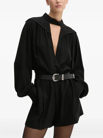 Iro Long-sleeve V-neck Jumpsuit In Black