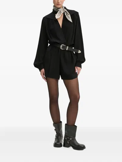 Iro Long-sleeve V-neck Jumpsuit In Black