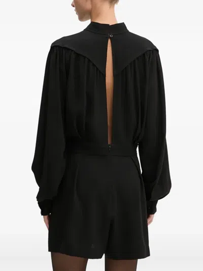 Iro Long-sleeve V-neck Jumpsuit In Black