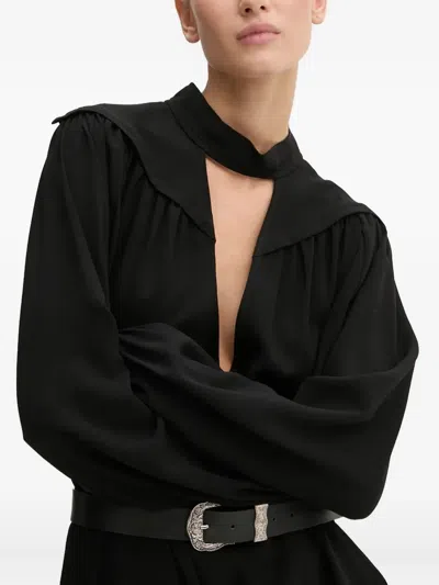 Iro Long-sleeve V-neck Jumpsuit In Black