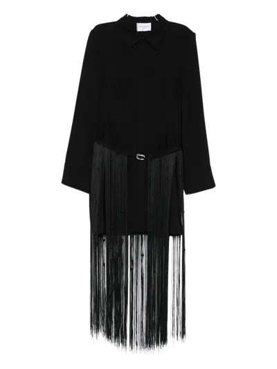 Isabelle Blanche Fringed Dress In Black
