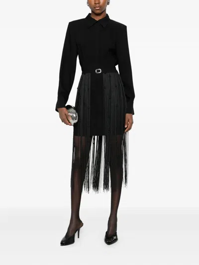 Isabelle Blanche Fringed Dress In Black