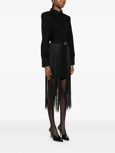 Isabelle Blanche Fringed Dress In Black