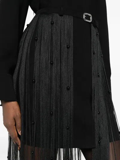 Isabelle Blanche Fringed Dress In Black