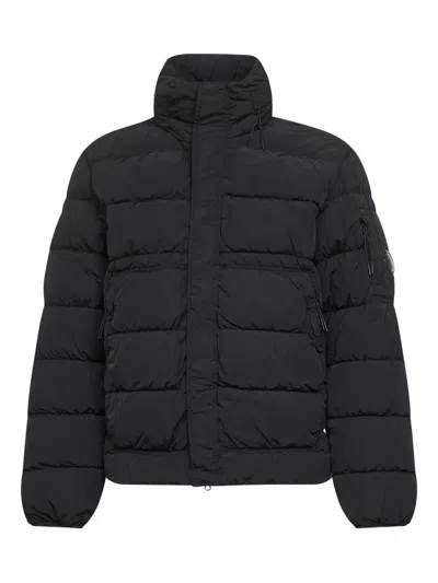 C.p. Company Black Chrome-r Hooded Down Jacket In Black