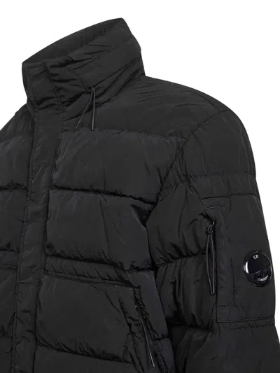 C.p. Company Black Chrome-r Hooded Down Jacket In Black