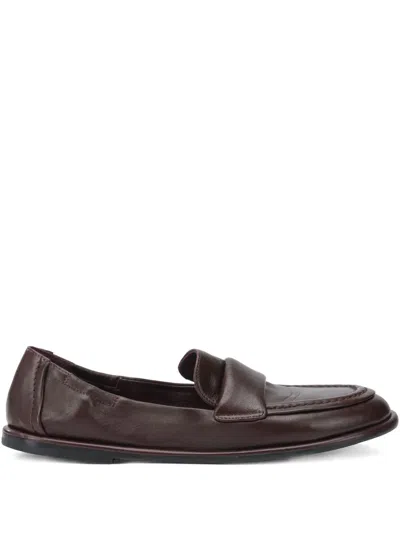 Pomme D'or Bordeaux Leather Loafers In Red
