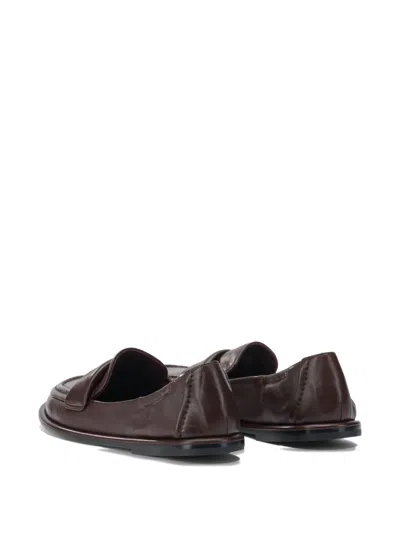Pomme D'or Bordeaux Leather Loafers In Red