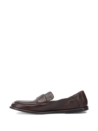 Pomme D'or Bordeaux Leather Loafers In Red