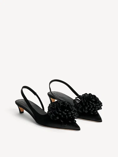 By Malene Birger Laiolo Satin Slingback Kitten Heel Pumps In Black