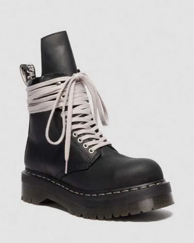 Dr. Martens Steel Toe Quad Rick Owens Wraparound Lace Leather Platform Boots In Black
