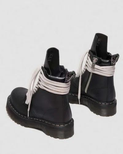 Dr. Martens Steel Toe Quad Rick Owens Wraparound Lace Leather Platform Boots In Black