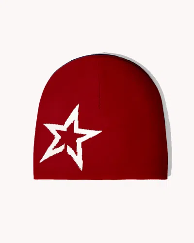 Perfect Moment Logo Star Merino Wool Beanie Onesize In Red
