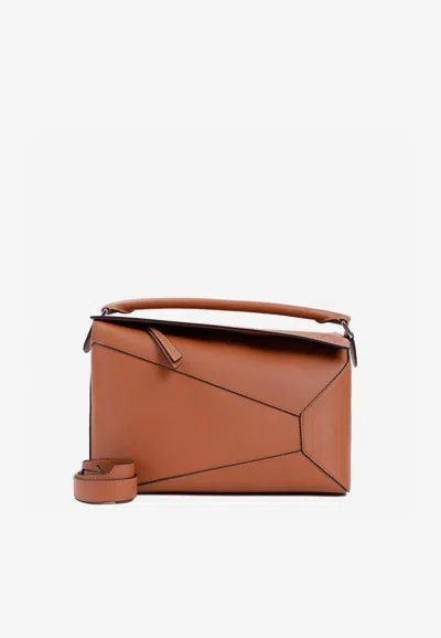 Loewe Large Puzzle Bag In Classic Calfskin In Brown