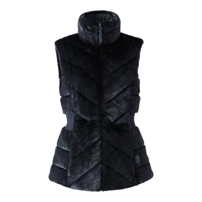 Mackage Twiggy Faux Fur Quilted Down Vest In Black