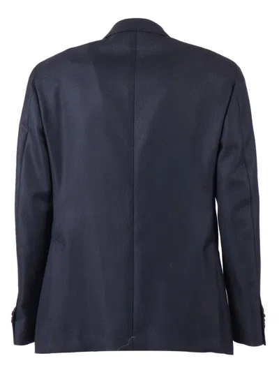 Luigi Bianchi Tailored Grey Virgin Wool Jacket With Notched Lapel In Blue