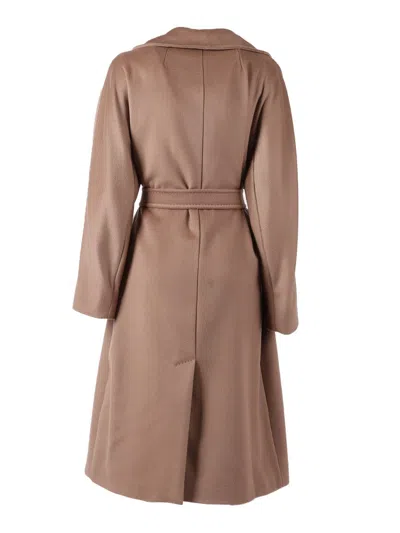 Weekend Max Mara Long Length Belted Coat With Notched Lapels In Brown