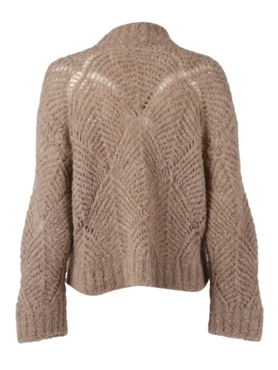 Antonelli Long-sleeved Knitted Sweater In Brown