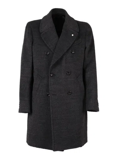 Luigi Bianchi Structured Overcoat In Virgin Wool Blend With Smooth Finish In Gray