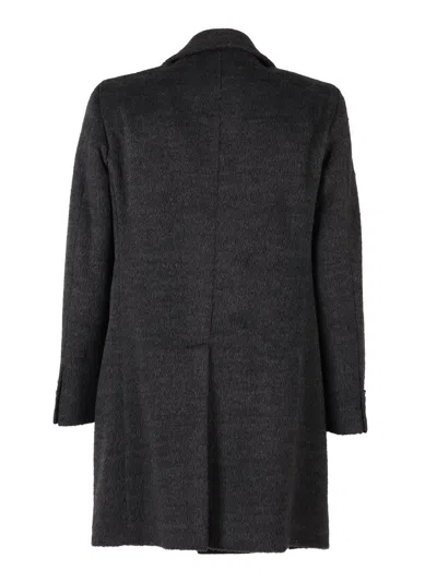 Luigi Bianchi Structured Overcoat In Virgin Wool Blend With Smooth Finish In Gray
