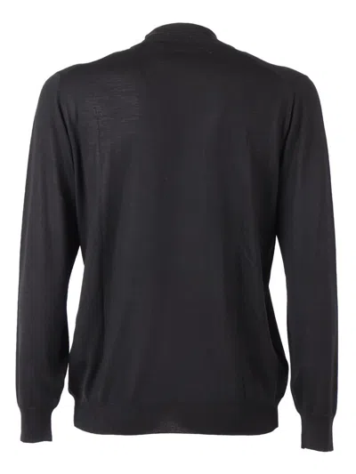 Fedeli Long-sleeved Knitted Sweater In Black