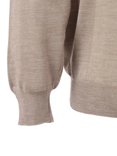 Fedeli Long-sleeve Polo Shirt In Brown