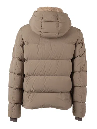 Moorer Cappuccino Nylon Blend Alarick Down Jacket In Brown