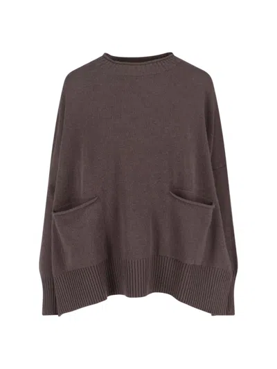 Ma'ry'ya Relaxed Fit Knit Sweater In Soft Beige In Brown
