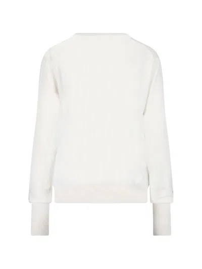 Ma'ry'ya Minimalist White Sweater With Classic Fit And Round Neckline In White