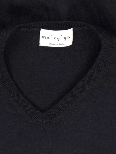 Ma'ry'ya Classic Black Knit Sweater With Round Neckline In Black
