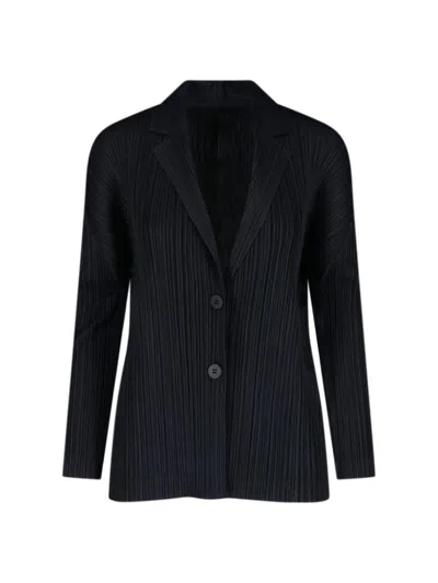 Issey Miyake Uni-form Buttoned Blazer In Black