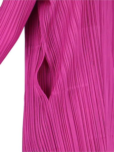 Issey Miyake Long Plissé Cardigan In Purple