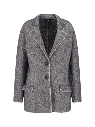 Giorgio Armani Tailored Grey Jacket With Structured Collar And Modern Design In Gray