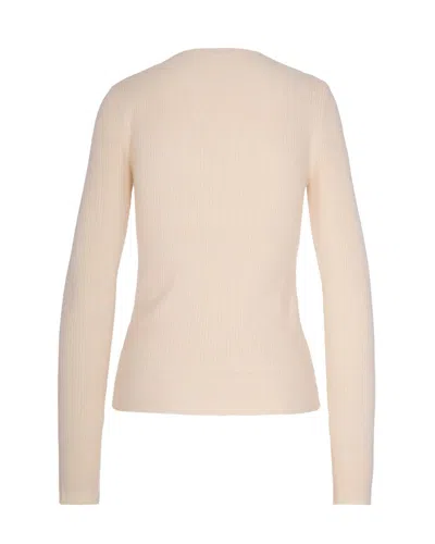 Patrizia Pepe Essential White Chain Fitted Sweater In Neutral