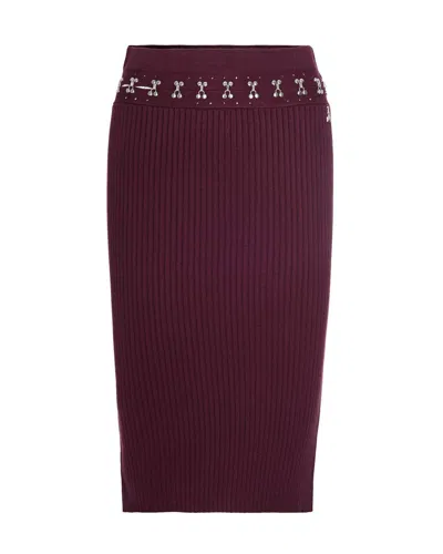 Patrizia Pepe Gonna Midi Glam Rock In Maglia Purple Red In Burgundy