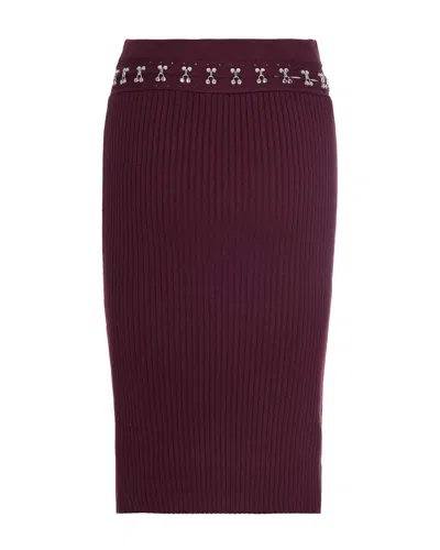 Patrizia Pepe Gonna Midi Glam Rock In Maglia Purple Red In Burgundy