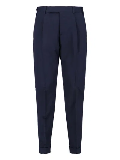 Pt Torino Tailored Blue Trousers With Sharp Creases In Blue